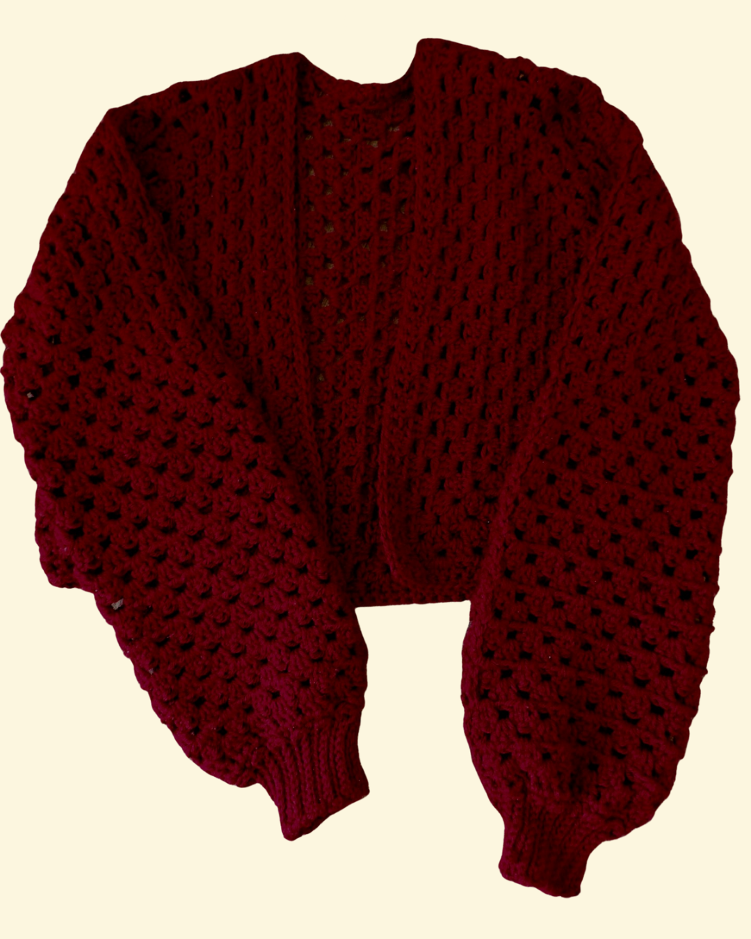 Red Granny Stitch Croped Cardigan
